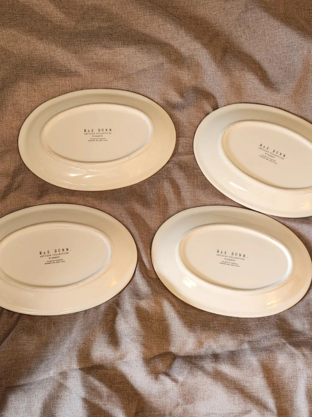 Rae Dunn Oval Cream Ceramic Appetizer Plate Set of 4 - Picture 5 of 11
